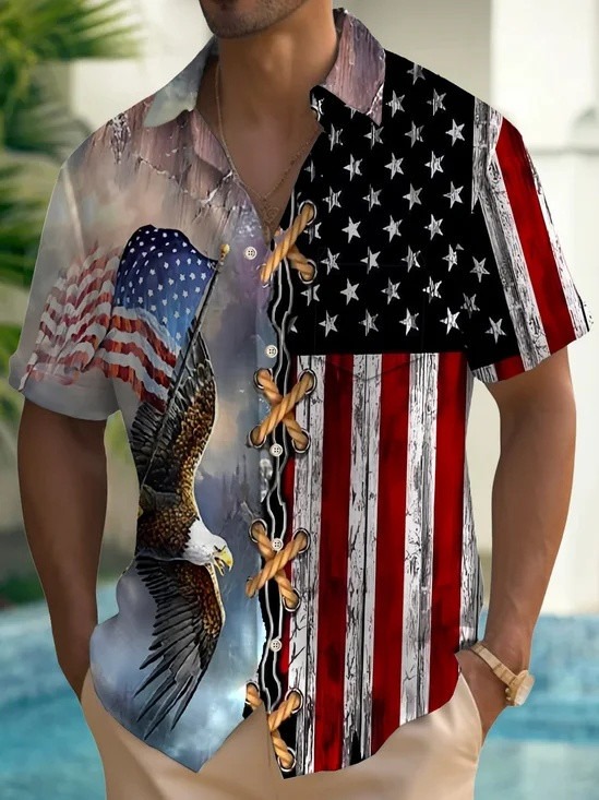 Patriotic American Flag Eagle Button Shirt America 250Th Anniversary Clothing Gift Ideas
