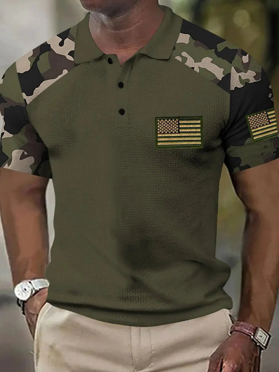 Patriotic American Flag Embroidered Polo Shirt USA Pride Gift for Independence Day Fans