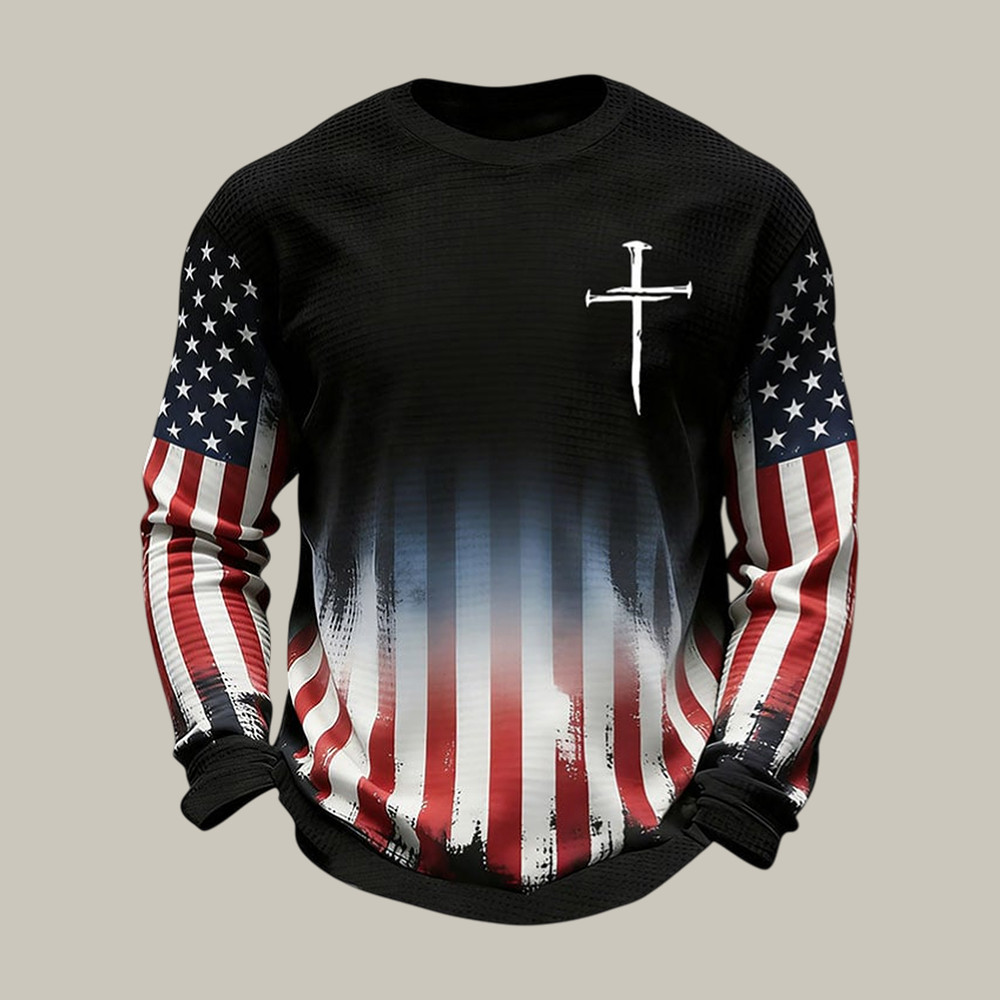 Patriotic American Flag Faith Long Sleeve Shirt July 4 Outfits Present For Husband