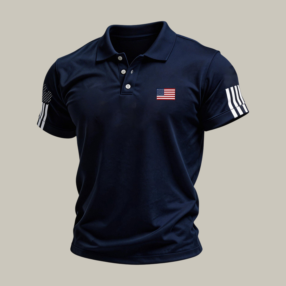 Patriotic American Flag Graphic Polo Shirt 4th Of July Attire Cool Present For Father