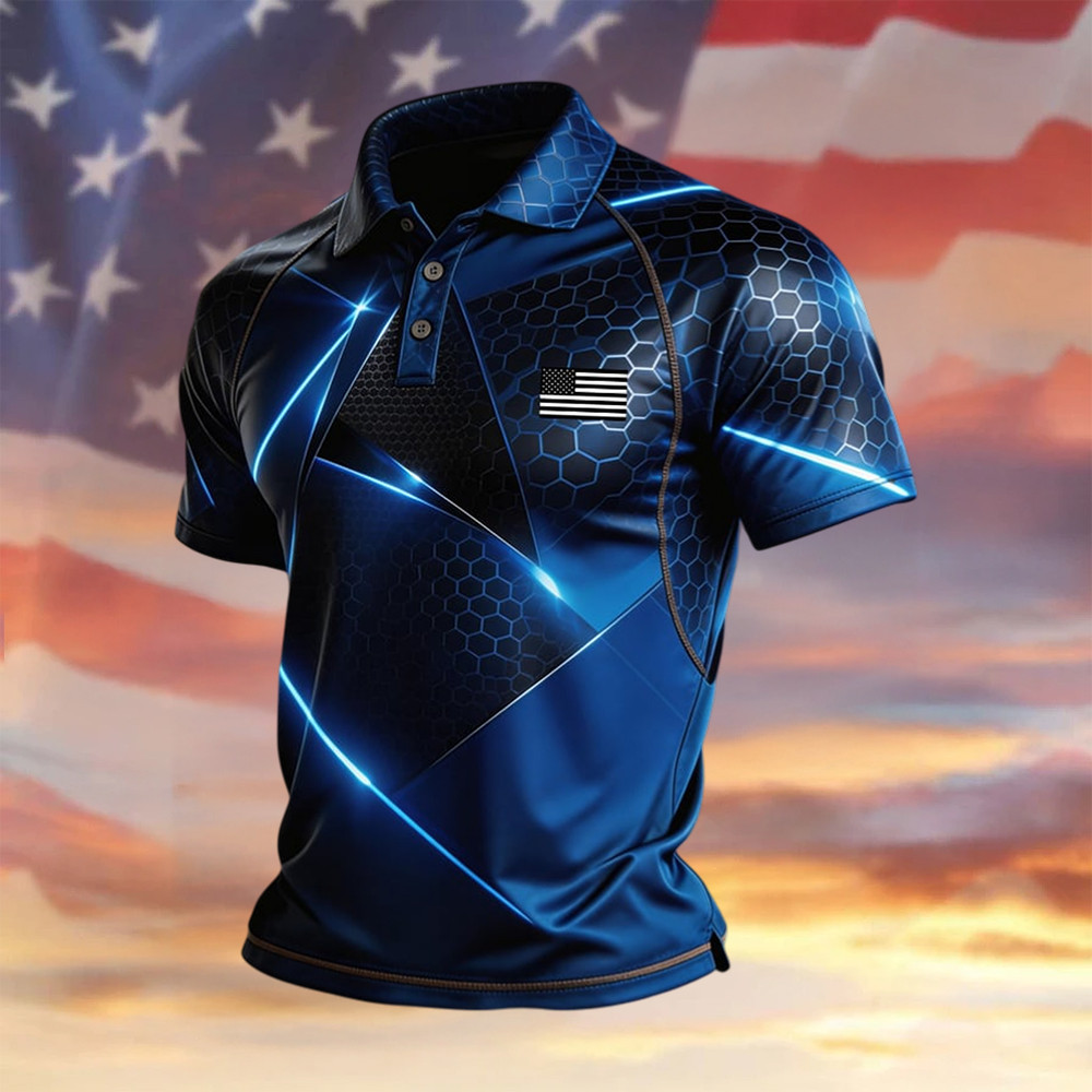 Patriotic American Flag Graphic Polo Shirt Fourth Of July Clothes Patriotic Gift For Men