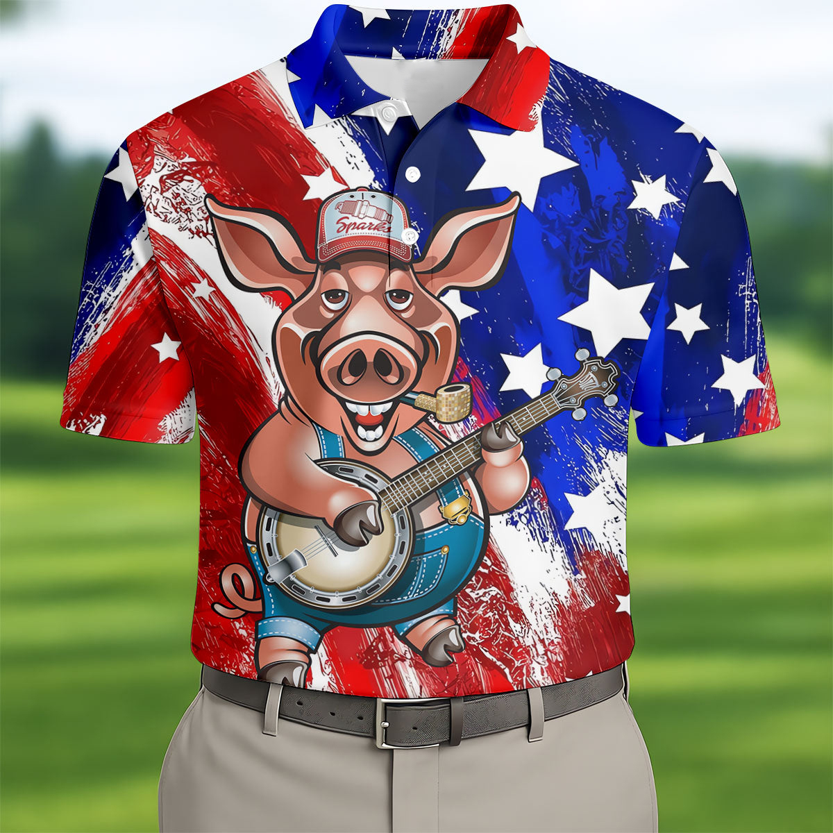 Patriotic American Flag Pig Funny Polo Shirt Us Patriot Clothing Best Patriotic Gifts
