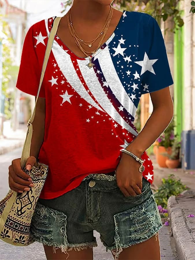 Patriotic American Flag T-Shirt Red White And Blue Stars Tee Best Gift For 4th Of July