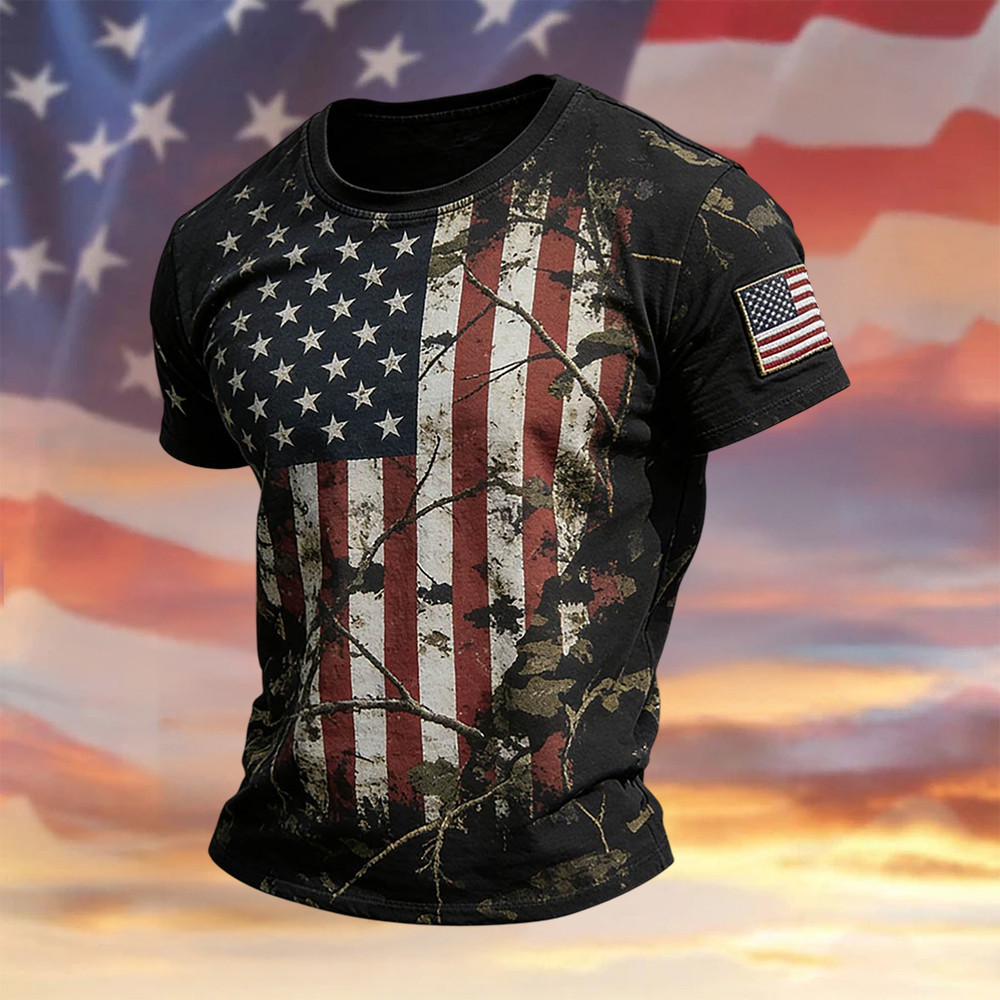 Patriotic American Flag Vintage T-Shirt July Fourth Outfit Ideas Fourth Of July Gift Idea