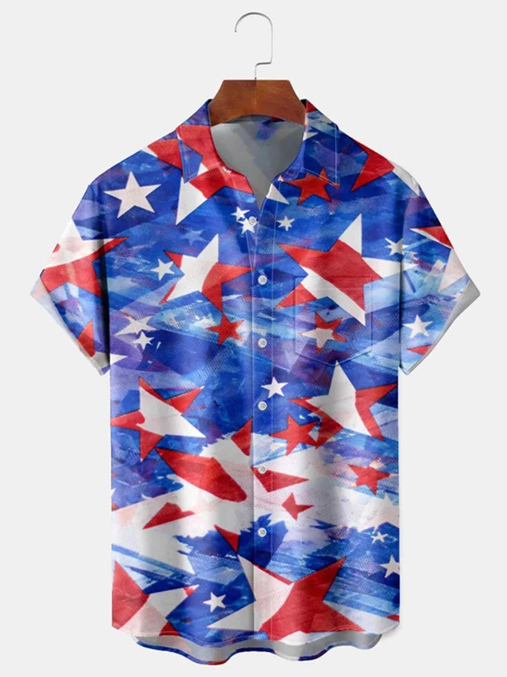 Patriotic Artistic Abstract American Flag Button Shirt 250 Years Anniversary Clothing Gift Ideas