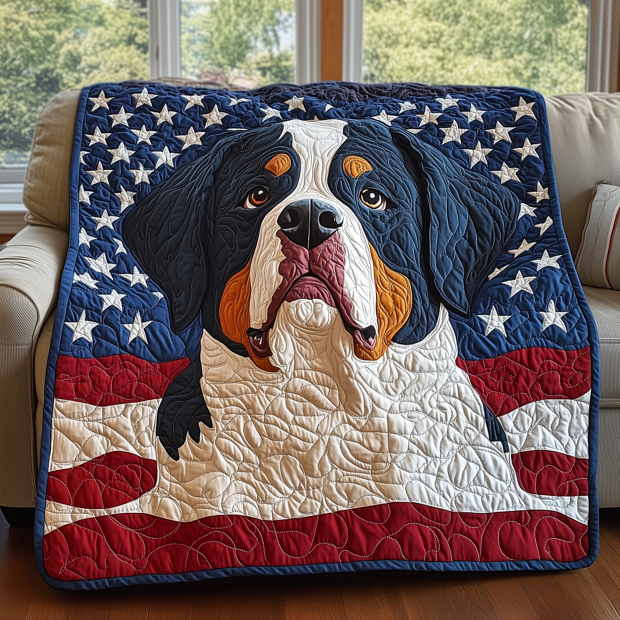 Patriotic Berner Quilted Blanket Couch Throw BlanketGreat Dog Christmas Gifts