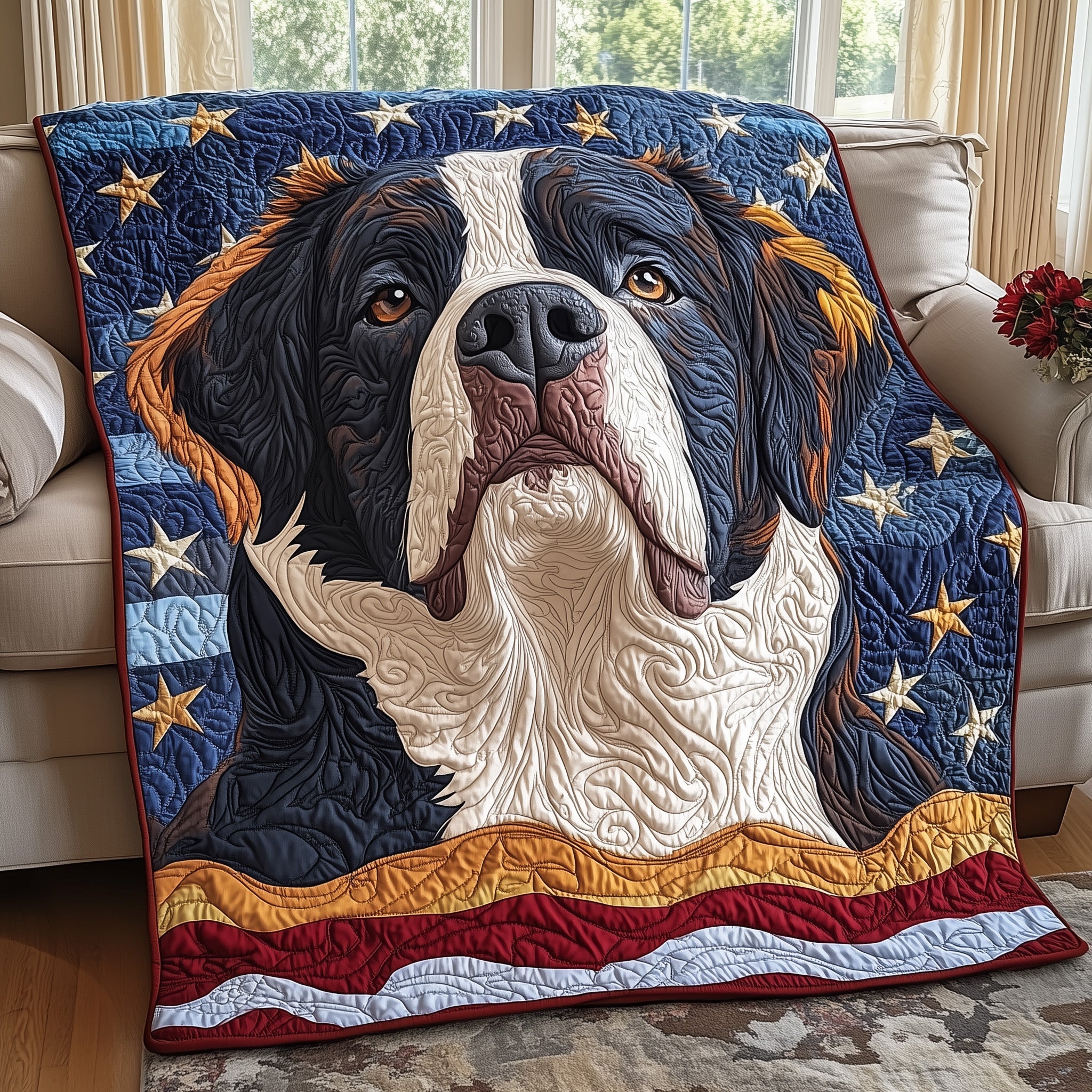 Patriotic Berner Quilted Blanket Couch Throw BlanketUnique Dog Gifts Christmas 2025