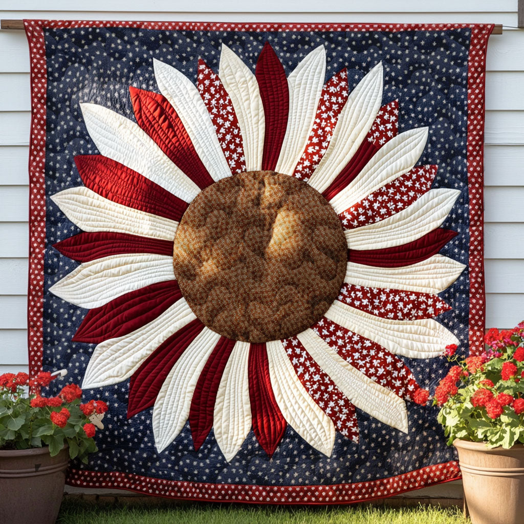 Patriotic Bloom Quilted Blanket Xmas Holiday Patriotic Gift Ideas