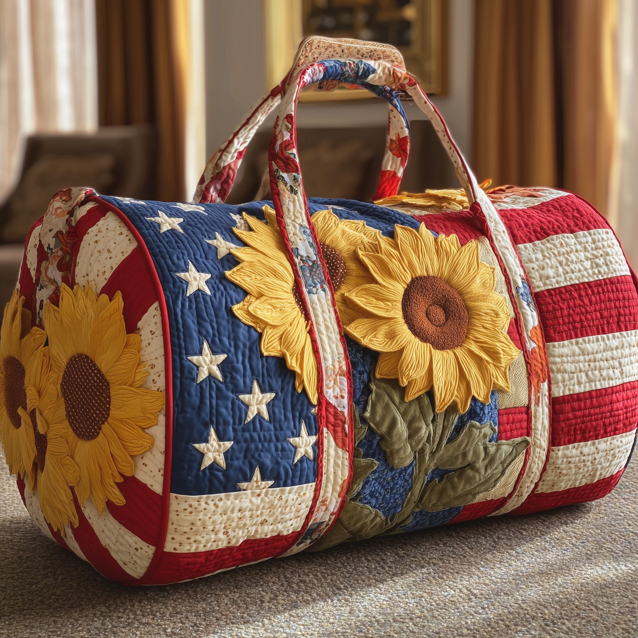 Patriotic Bloom Quilted Duffle Bag Stylish And Practical