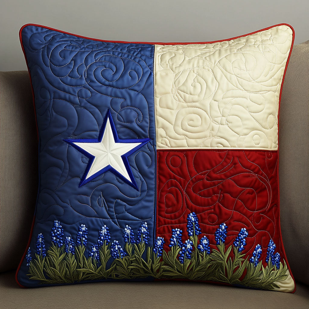 Patriotic Bloom Quilted Pillow Case Throw Pillow Case Covers Texan Gift Items