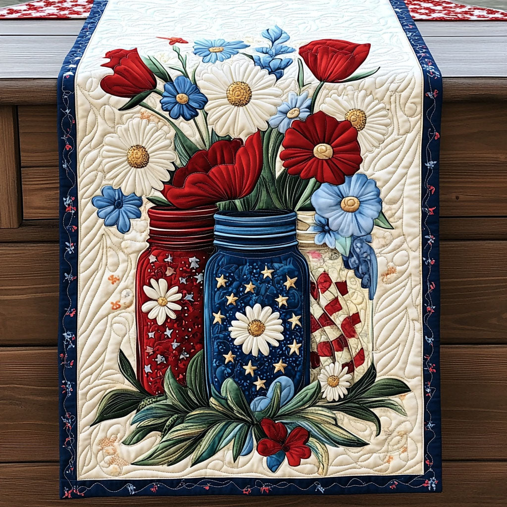 Patriotic Bloom Quilted Table Runner Dining Room Table Decor Ideas Patriotic Gift Ideas