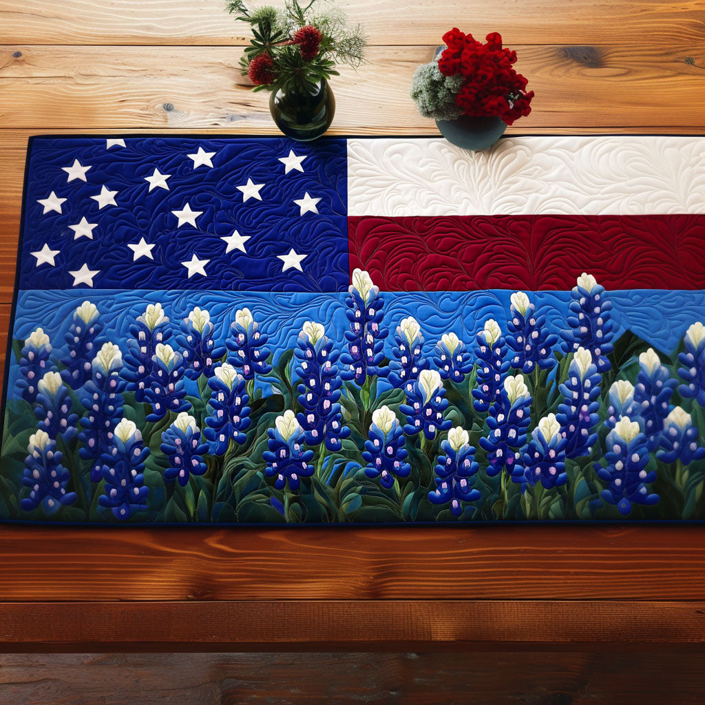 Patriotic Blooms Quilted Table Runner Dining Table Decor Ideas Christmas Floral Gifts