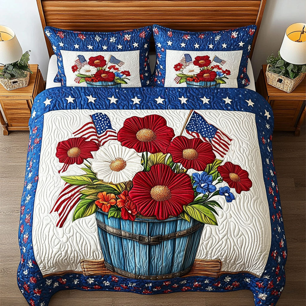 Patriotic Bouquet Quilted Bedding Set Bed Decorations Gifts For A Patriotic Person