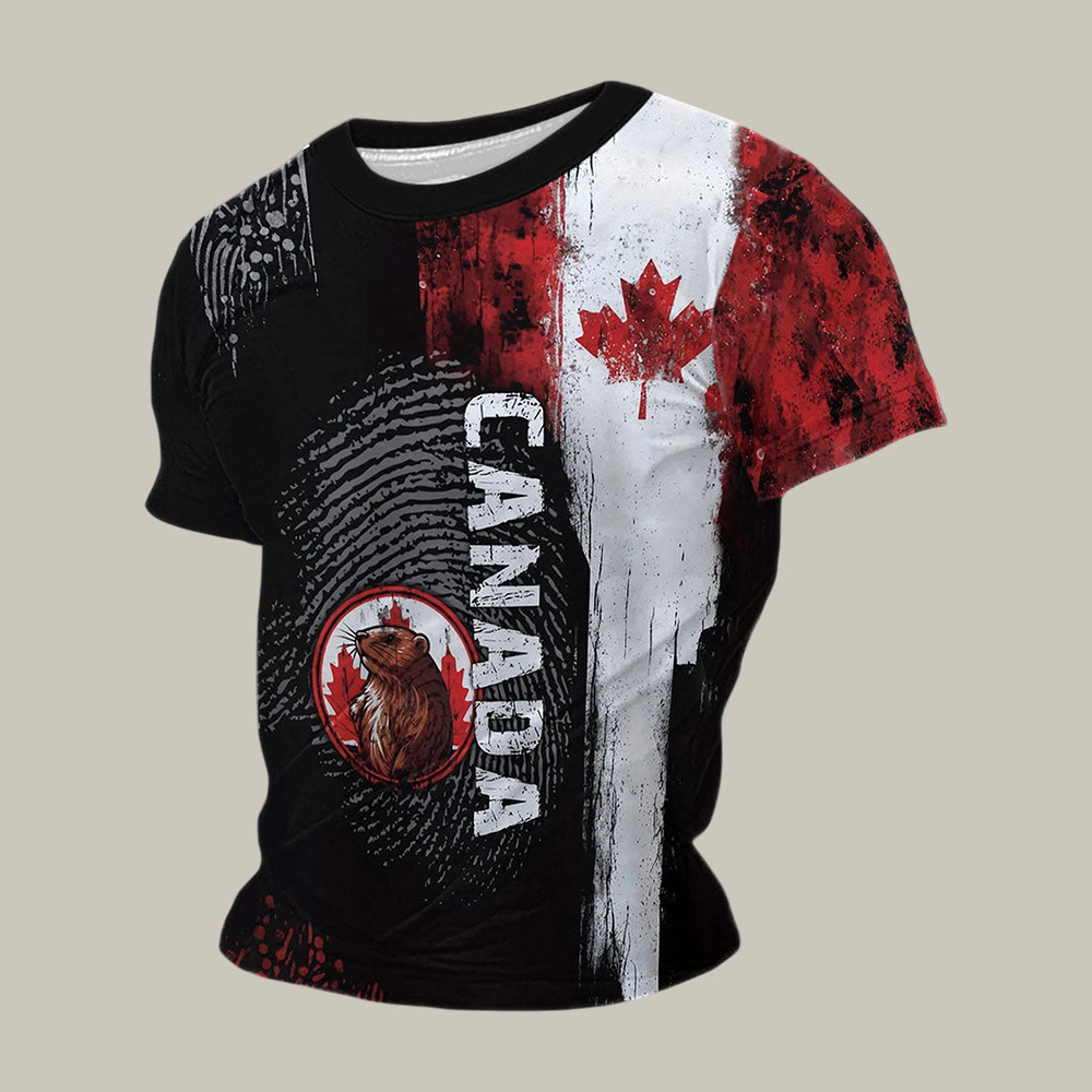 Patriotic Canadian Graphic Beaver T-Shirt Canada Maple Leaf Shirt Unique Gift For Father's Day