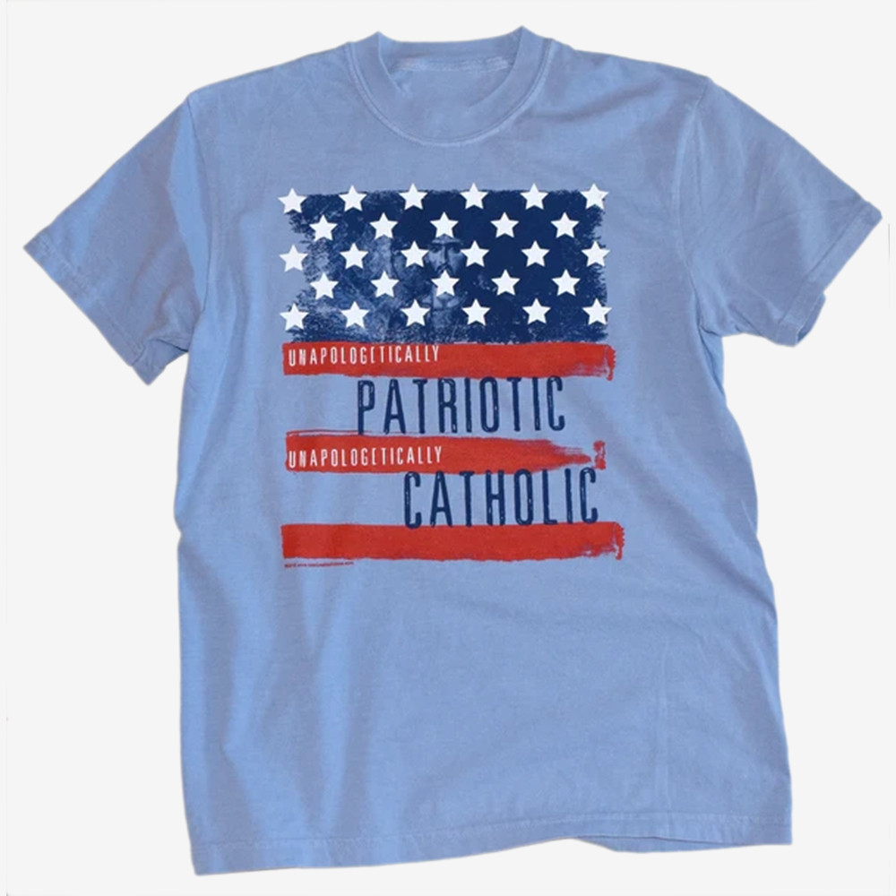 Patriotic Catholic American Flag T-Shirt Patriotic Clothes Unique Gifts For Boyfriend