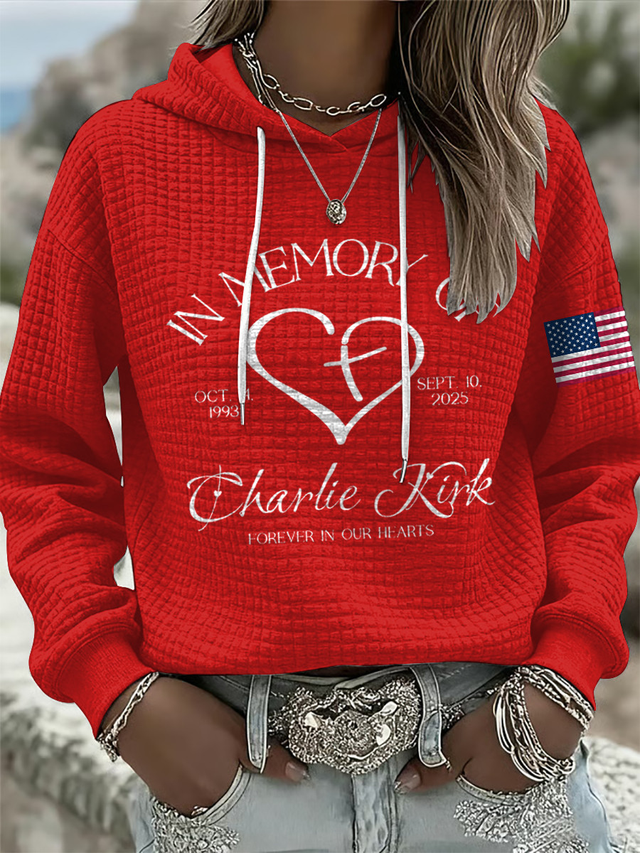 Patriotic Charlie Kirk Hoodie In Memory Of Charlie Kirk 1993 2025 Forever In Our Hearts