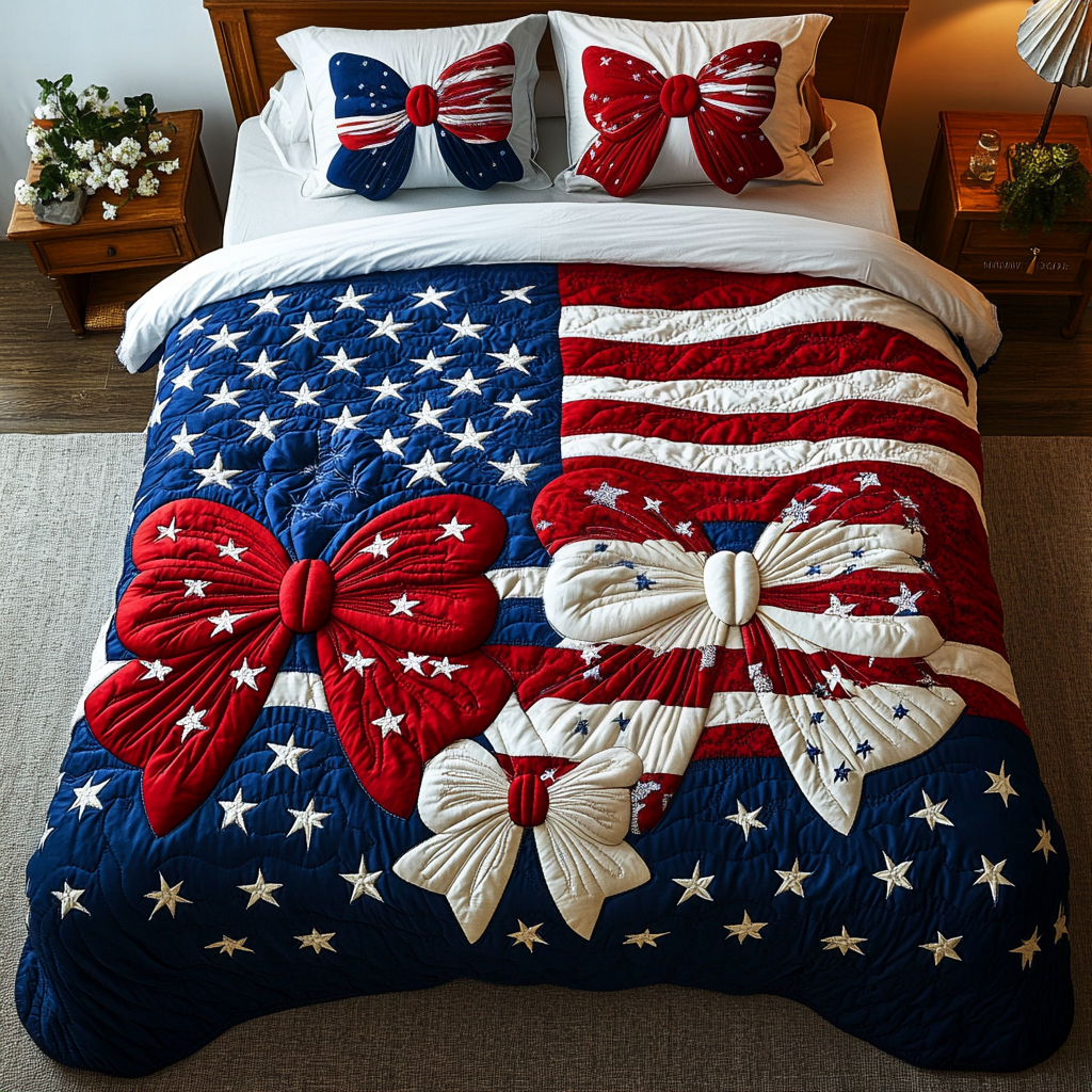 Patriotic Charm Quilted Bedding Set Bedroom Decorations Patriotic Gifts For Veterans