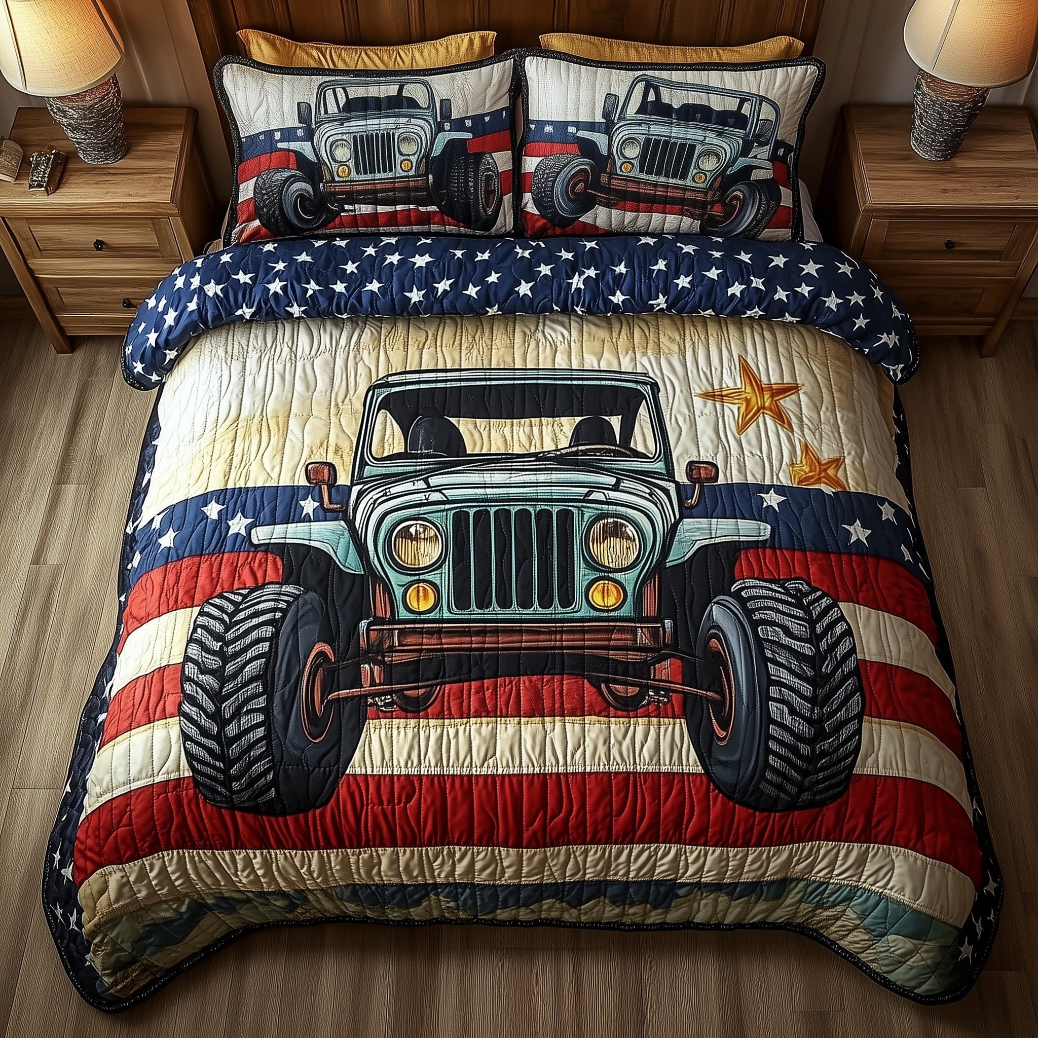 Patriotic Chase Quilted Bedding Set Duvet Cover Merchandise Jeep Christmas Gifts