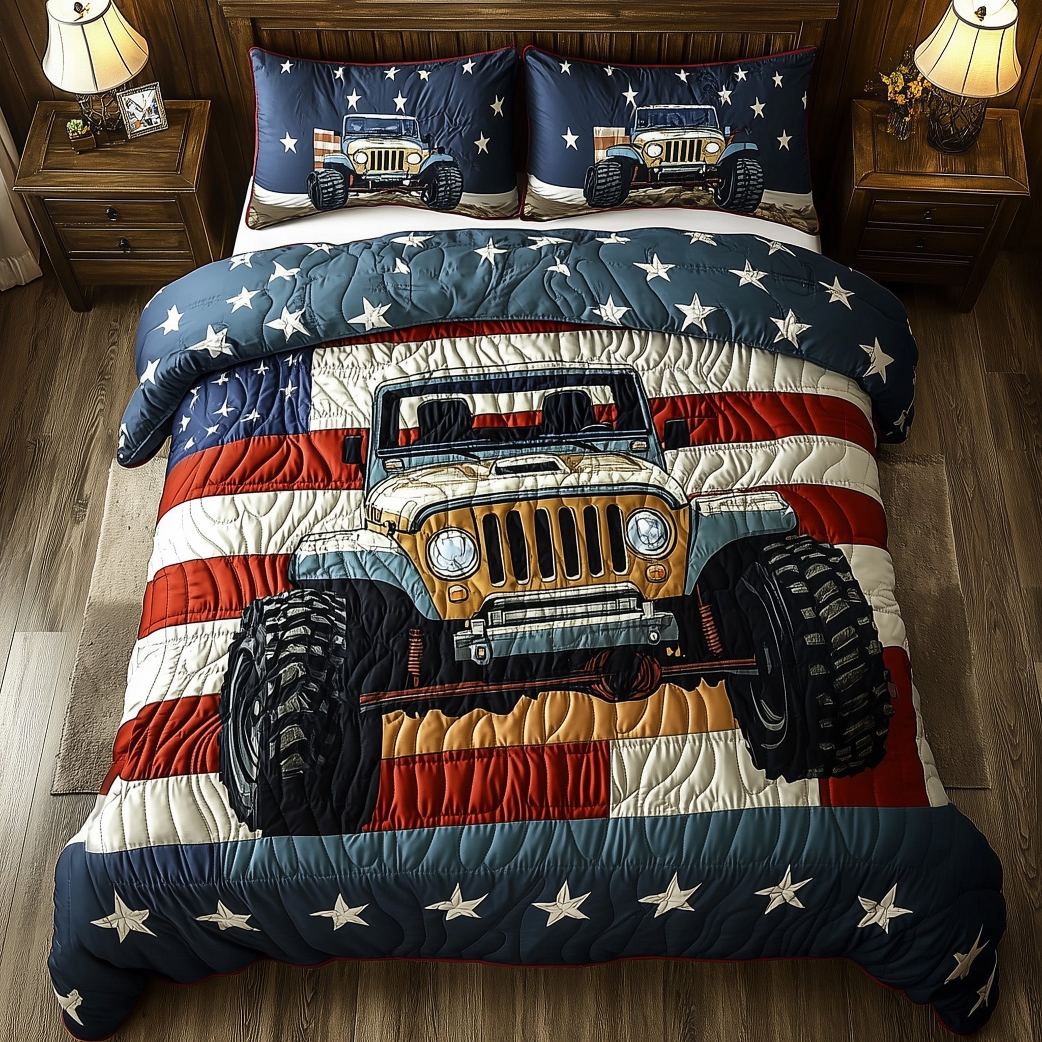Patriotic Chase Quilted Bedding Set Duvet Cover Merchandise Jeep Gifts For Men