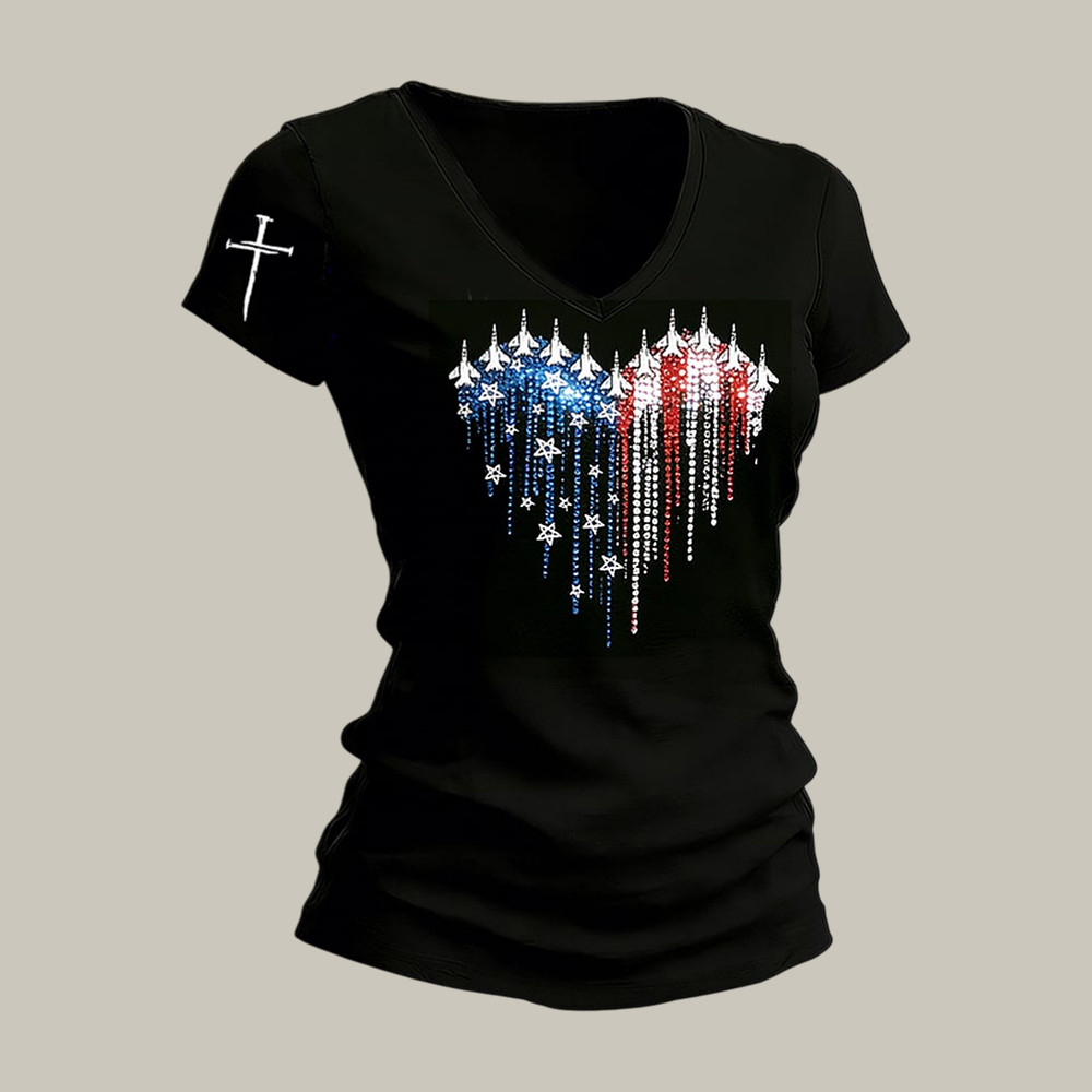 Patriotic Eagle 250th Anniversary V-Neck Shirt 1776 2026 Merch Gift For Patriotic Mom
