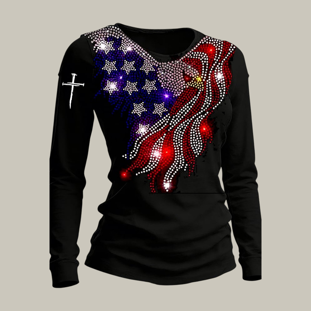 Patriotic Eagle American Flag Faith Long Sleeve Shirt July 4 Outfits Independence Day Gift