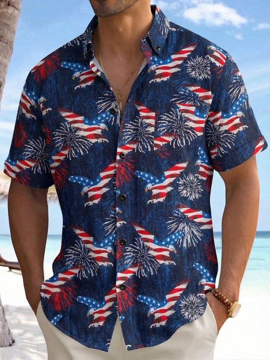 Patriotic Eagle American Hawaiian Button Shirt 250 Years Of America Clothing Gift Ideas