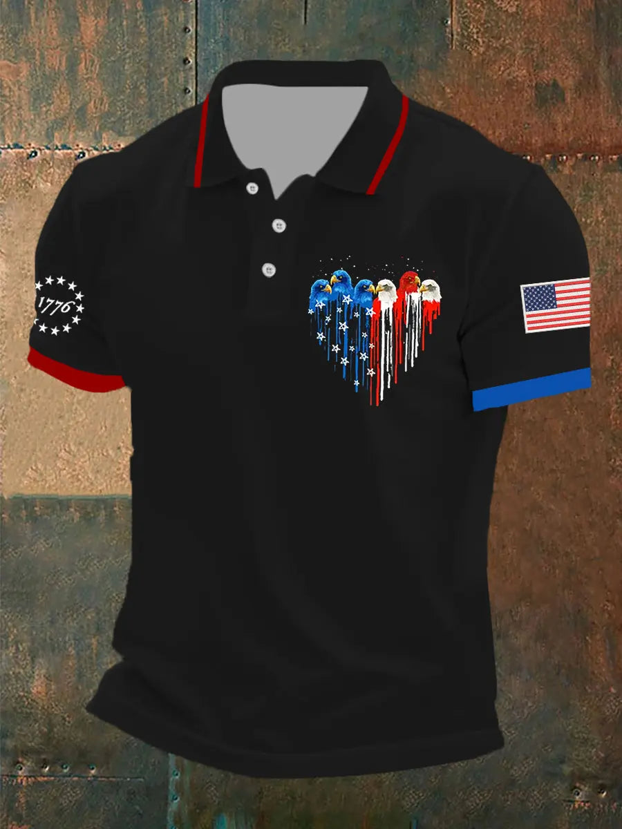 Patriotic Eagle Independence Day Polo Shirt USA Flag Gift for American Pride Fans