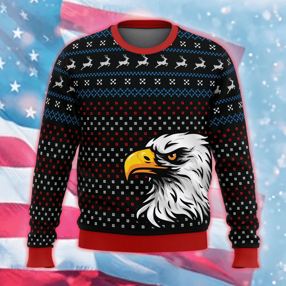 Patriotic Eagle Ugly Christmas Sweater Ugly Holiday Sweater Gifts For Patriots