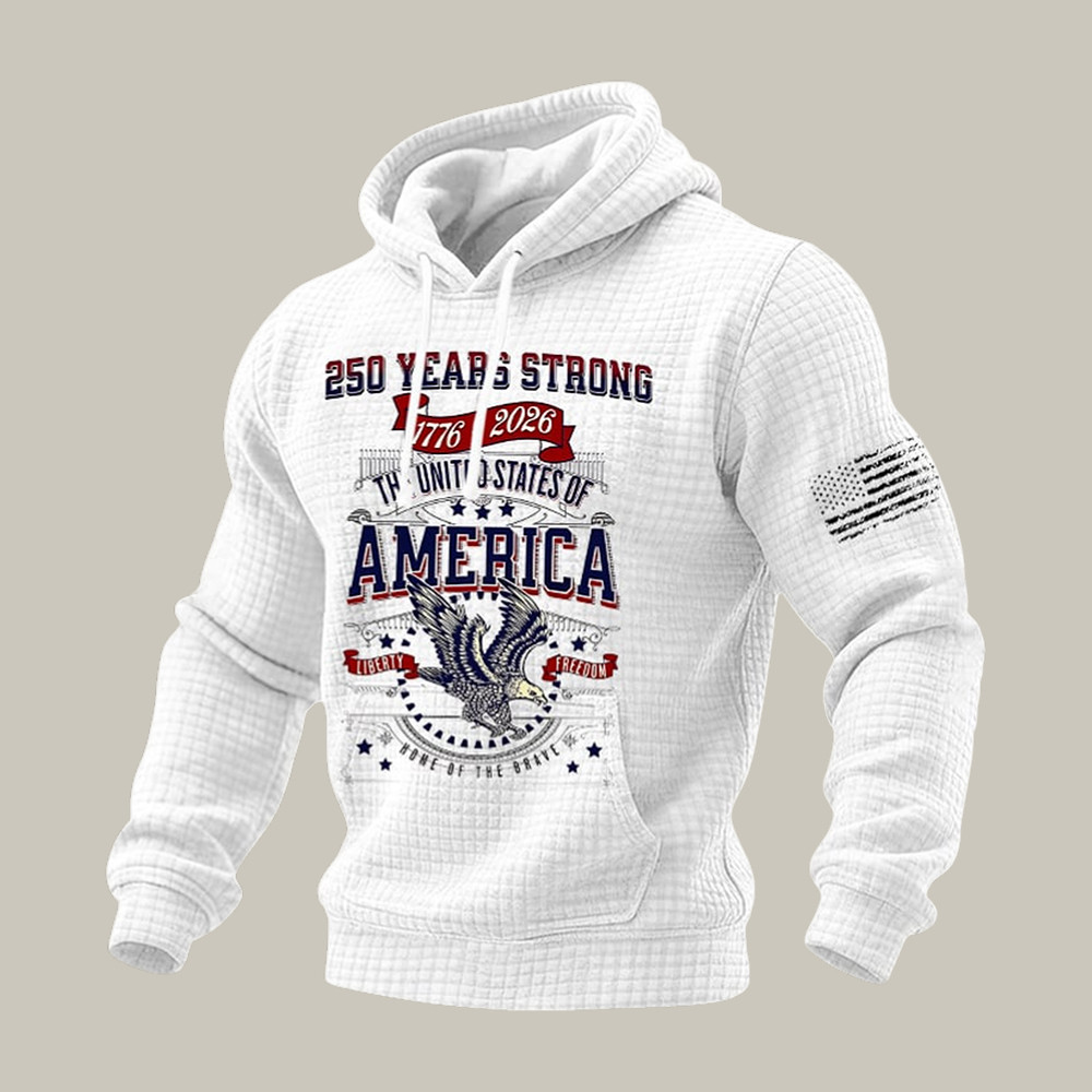 Patriotic Eagle USA 250 Years Strong Hoodie Independence Day 2026 Apparel Gift Idea
