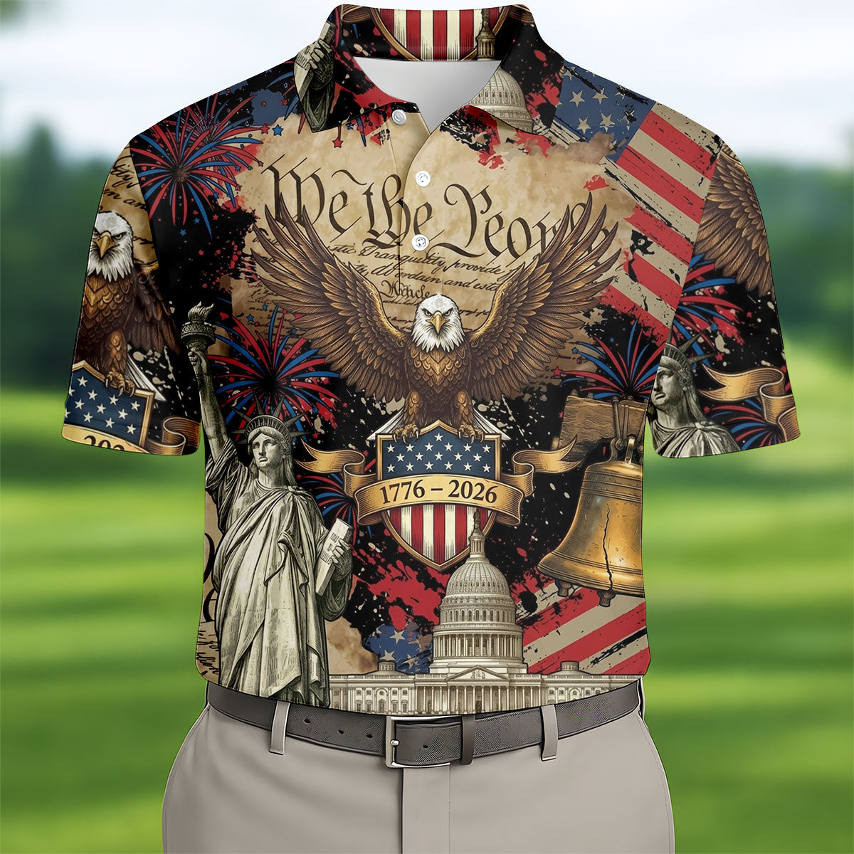 Patriotic Eagle We Are People Polo Shirt Independence Day 1776 2026 Clothing Gifts For Father
