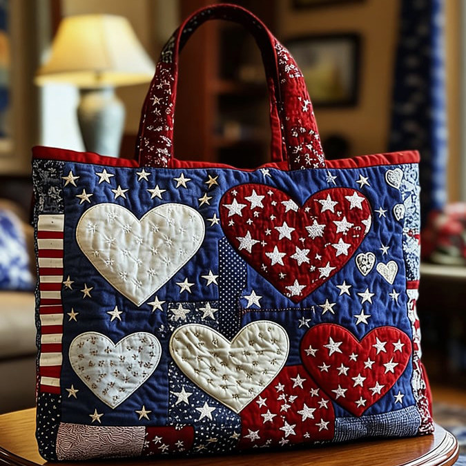 Patriotic Flag Patterned Quilted Bag Independence Day Accessories Gift For Patriotic Wife