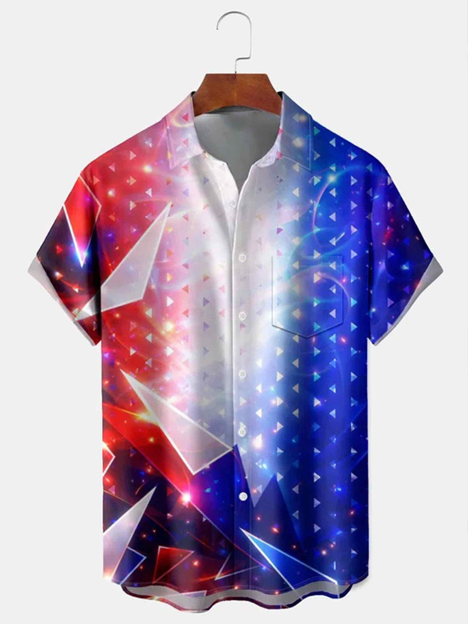 Patriotic Geometric Star Button Shirt America 250 Years Clothing Gifts For Husband