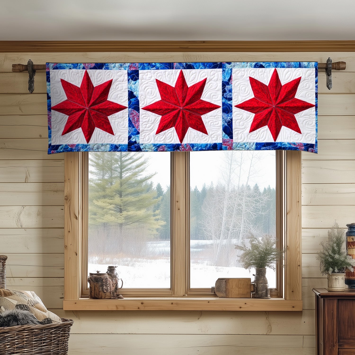 Patriotic Glow Quilted Valance Handmade Quilted Valance Patriotic Gift for Parents