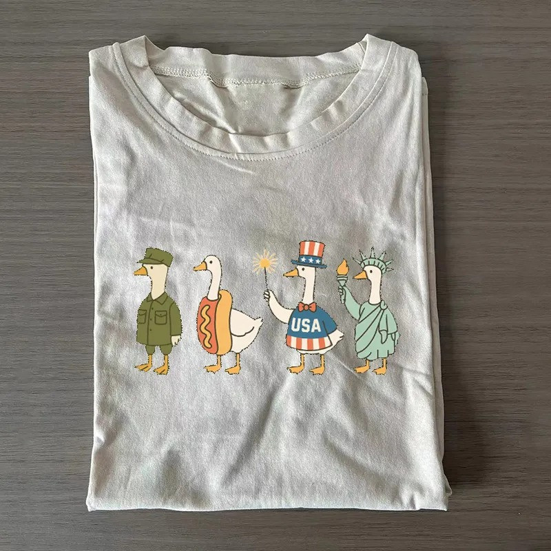 Patriotic Goose USA Fourth Of July T-Shirt Funny Goose Fireworks Independence Day Best Gift