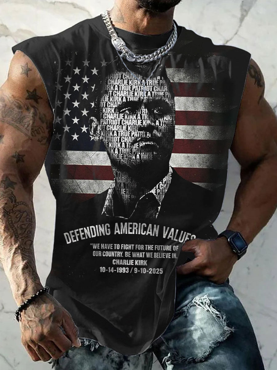 Patriotic Hoodie Vest Black Charlie Kirk 47 Clothing