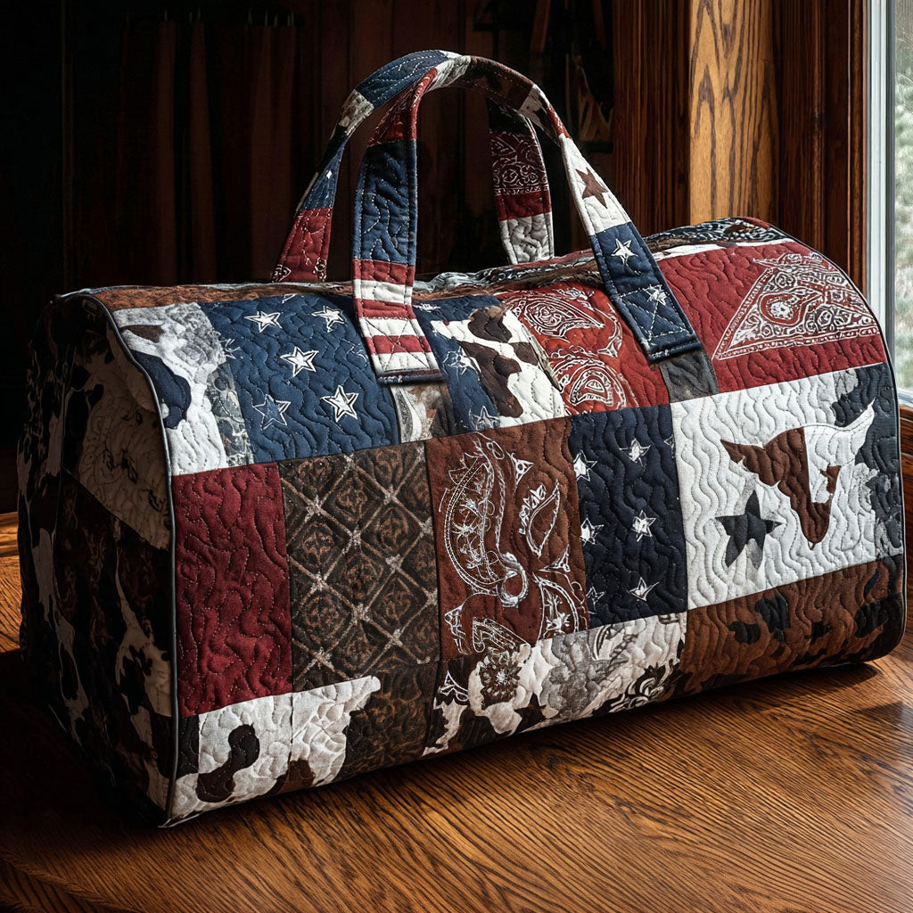Patriotic Horse Quilted Duffle Bag Western Travel Gear Best Gift For Horse Lovers
