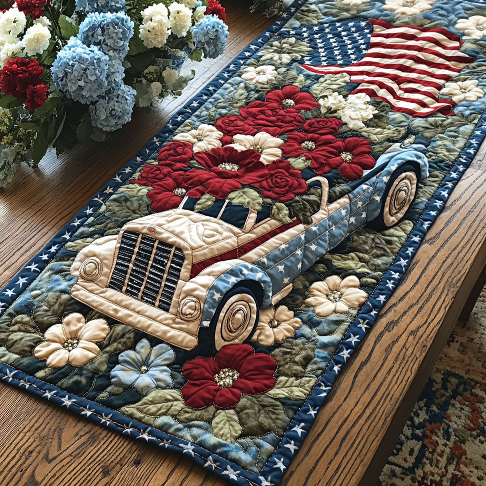 Patriotic Journey Quilted Table Runner Holiday Runner Dining Gifts For A Patriotic Person