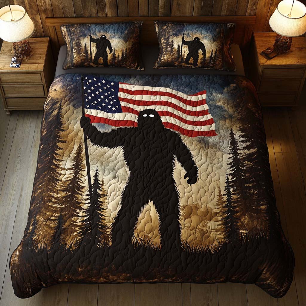 Patriotic Legend Quilted Bedding Set Bed Decor Sasquatch Gift Shop