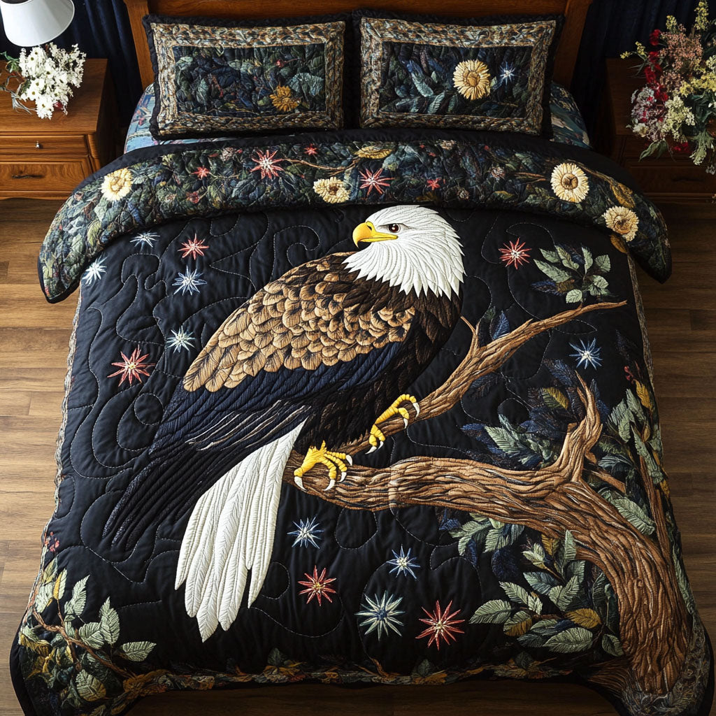 Patriotic Majesty Quilted Bedding Set Patriotic Room Decor Bald Eagle Gifts For Chrismas