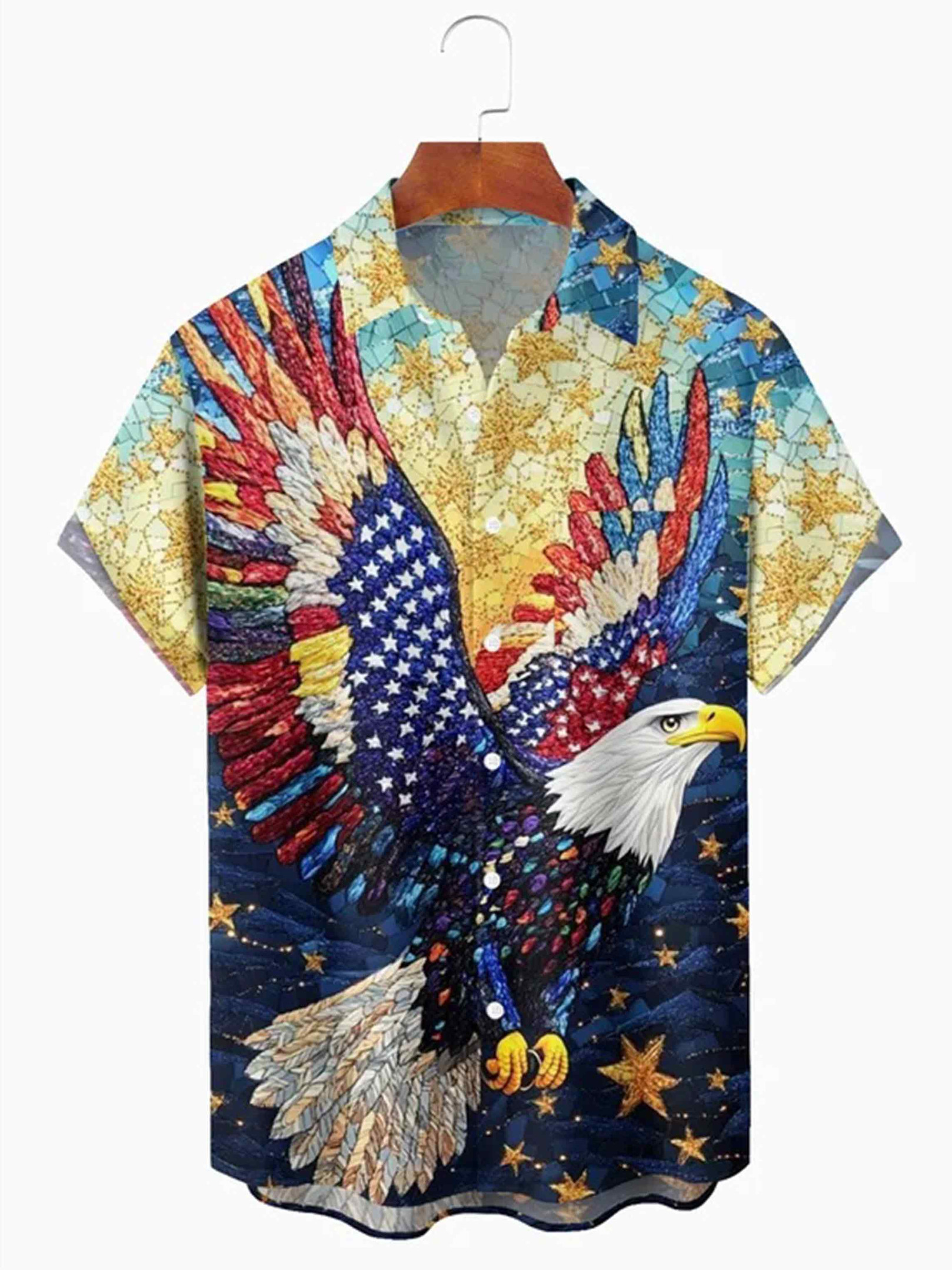 Patriotic Mosaic Eagle Button Shirt USA 250 Years Of Liberty Clothing Gift For Him