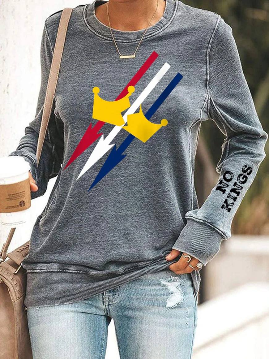 Patriotic No Kings Sweatshirt Democracy Protest Apparel Gifts For Supporters