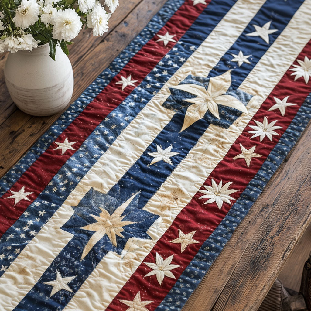 Patriotic Patchwork Blocks Quilted Table Runner Dining Table Ideas Patriotic Presents