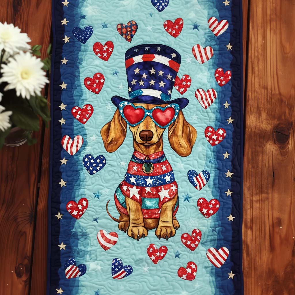 Patriotic Pup Love Quilted Table Runner Holiday Table Runners Unique Patriotic Gifts
