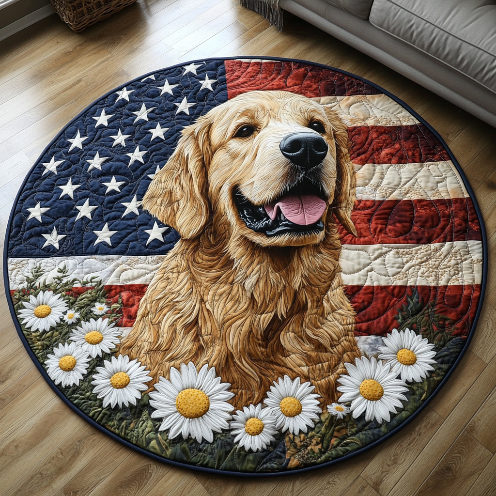 Patriotic Quilted Round Mat Front Door Decor Dog Mom Mother's Day Gifts