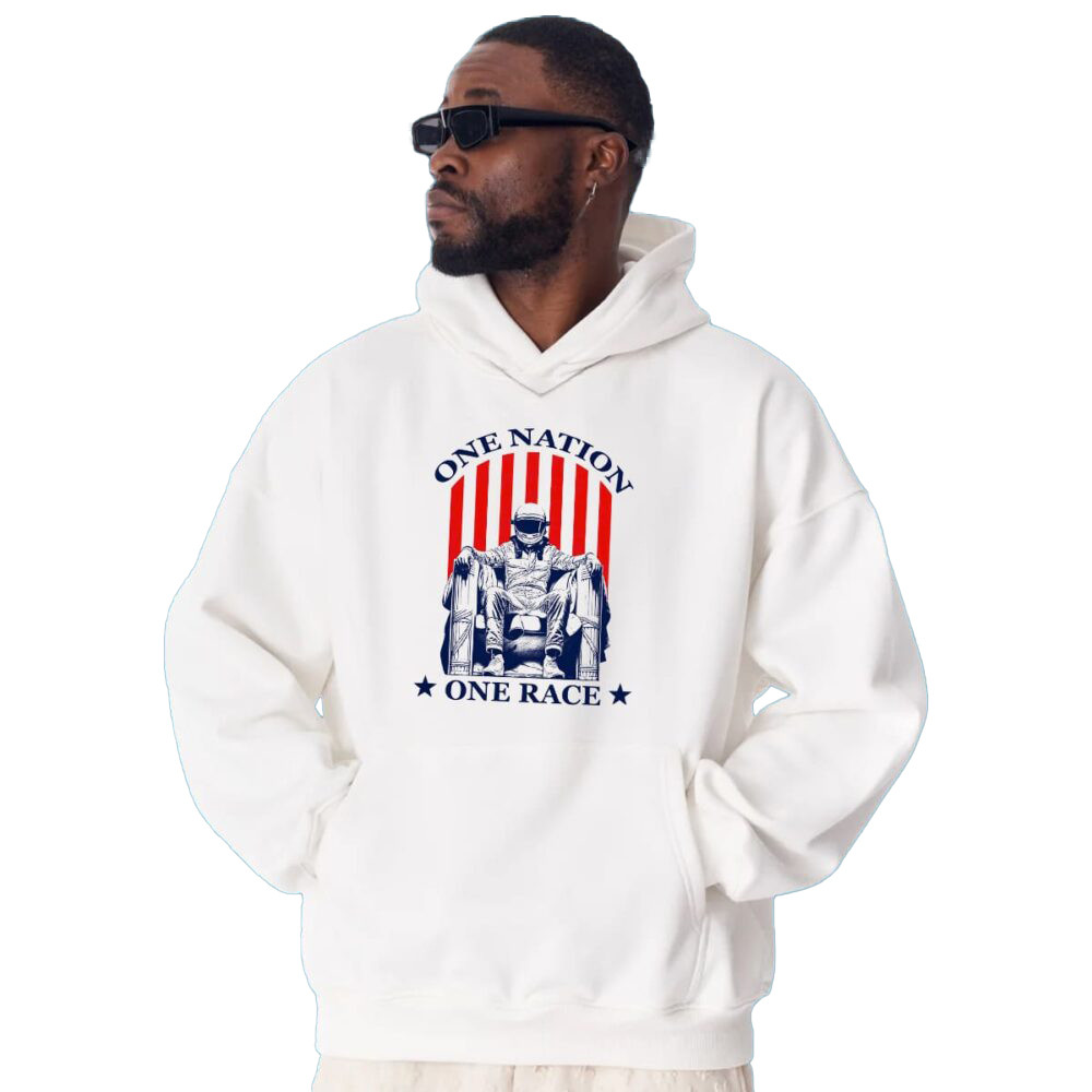 Patriotic Racing Spirit One Nation One Race Hoodie Motorsports Merch Gift For Speed Racing Fans
