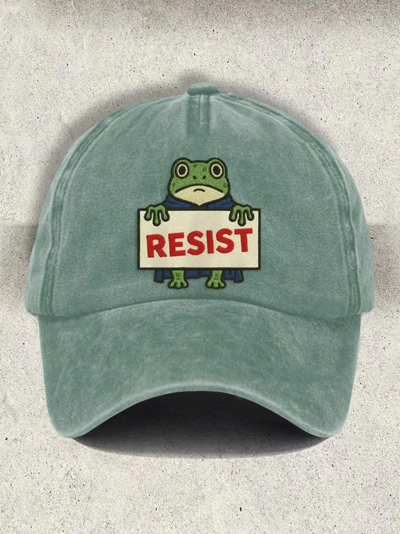 Patriotic Resist Frog American Flag Baseball Cap No Kings Hat Gifts For Him