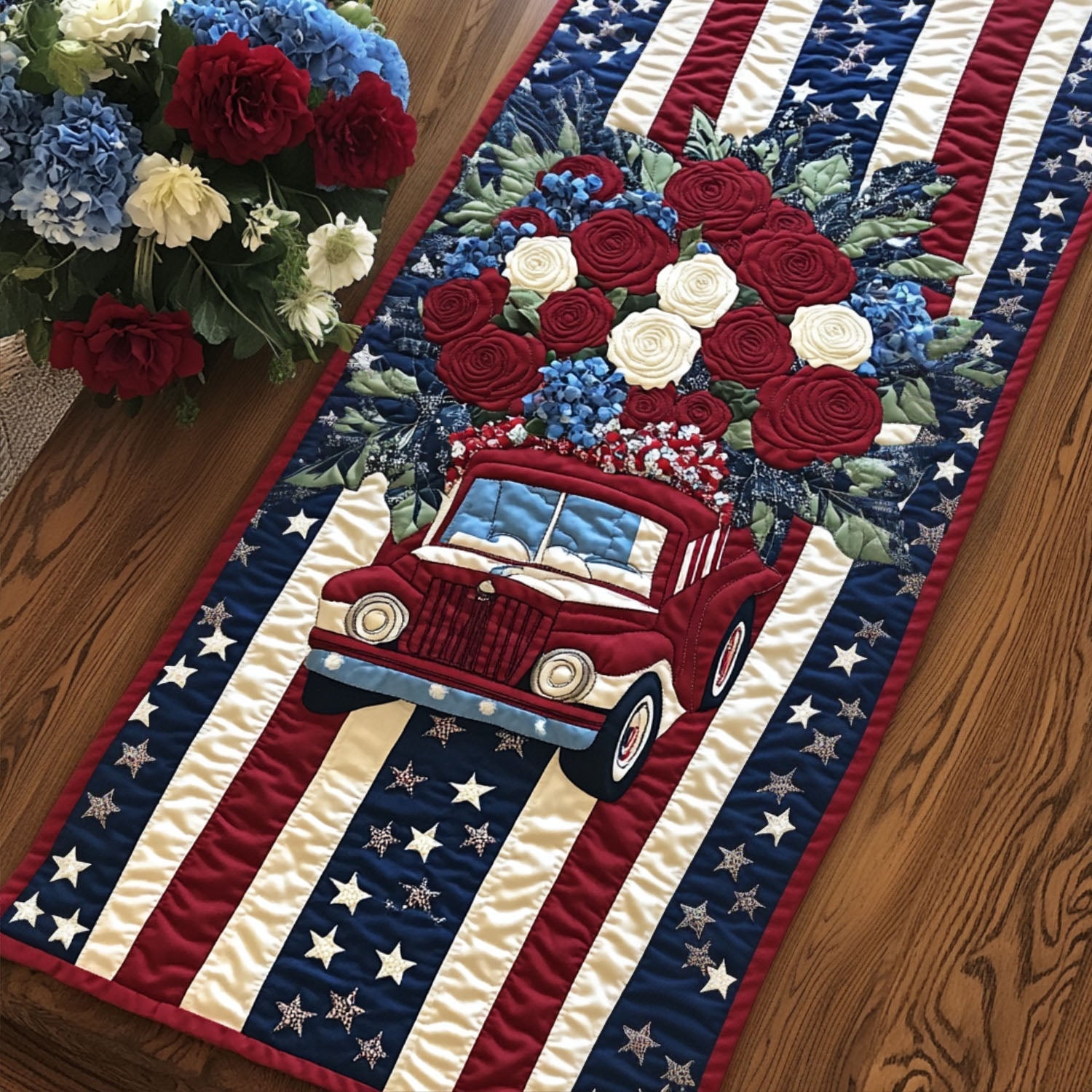 Patriotic Spirit Quilted Table Runner Dining Room Decor Patriotic Gifts For Men