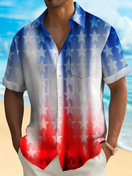 Patriotic Star Pattern Hawaiian Shirt 250 Years Of America Clothing Gifts For 4Th Of July