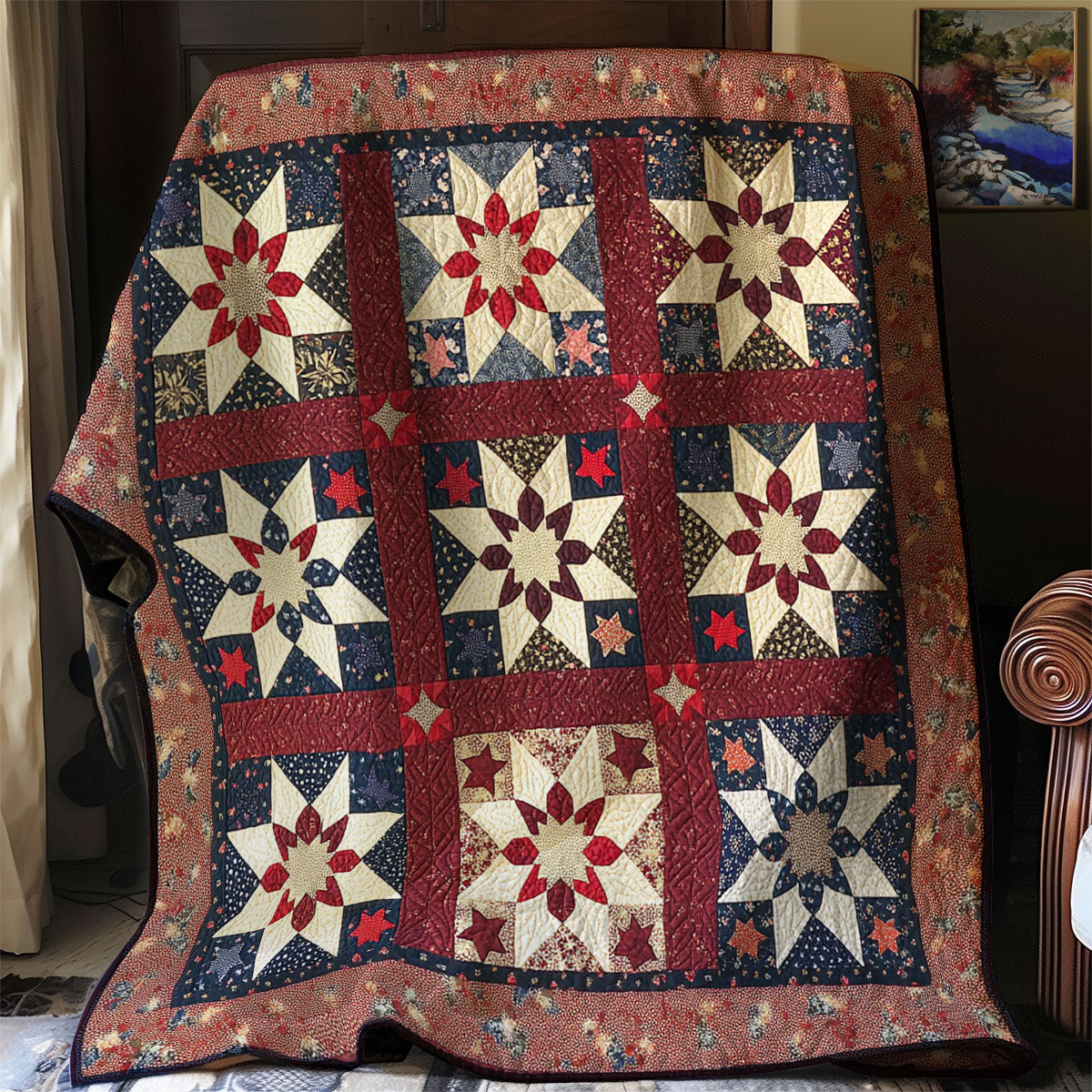 Patriotic Star Quilt Soft and Cozy Quilt Blanket for Comfortable Sleep