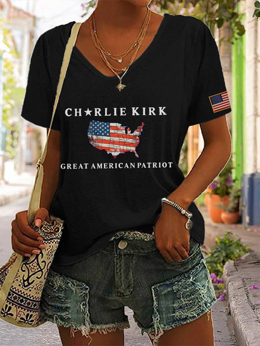 Patriotic T Shirt Black Charlie Kirk Memorial Clothing
